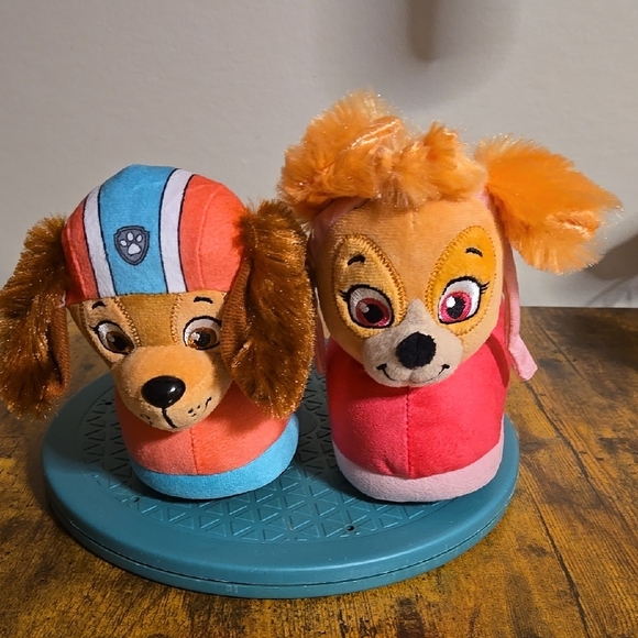 Pink and Orange Paw Patrol Plush Slippers - Picture 1 of 6